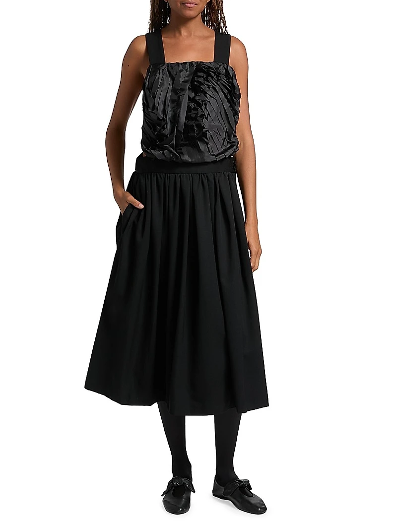 Textured Mix Media Apron Dress