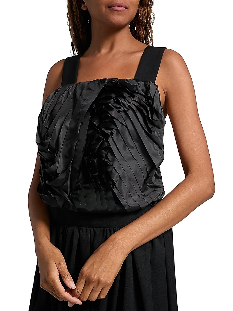 Textured Mix Media Apron Dress