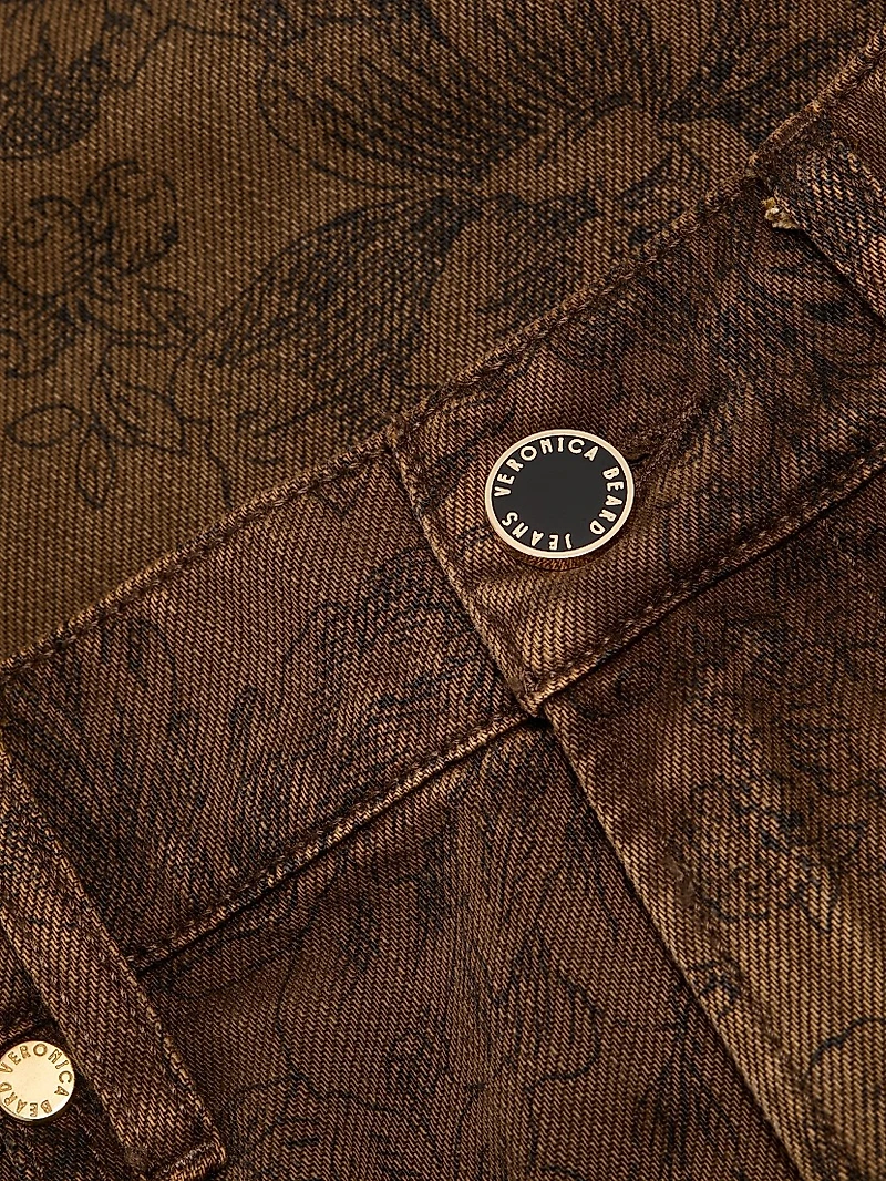 Dylan Rose-Pattern High-Rise Straight-Leg Jeans