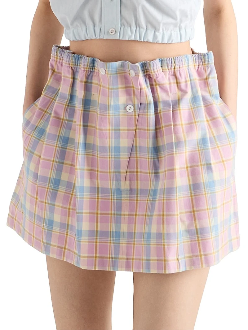 Checked Cotton Miniskirt