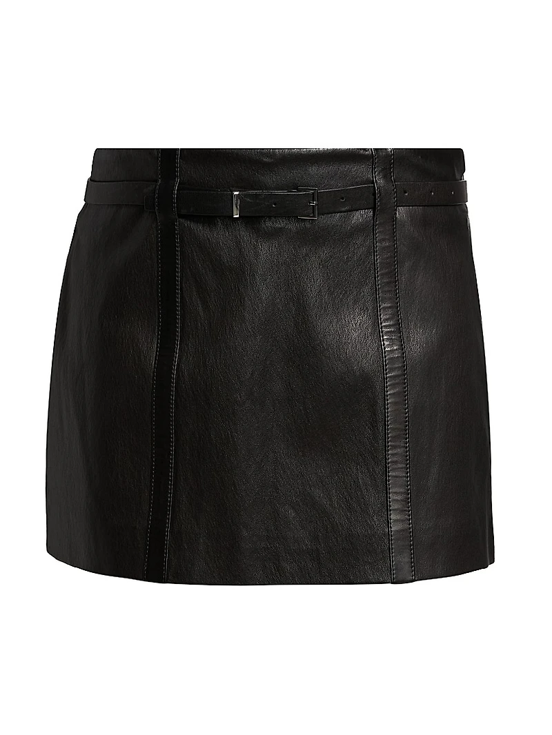 Leather Belted Miniskirt