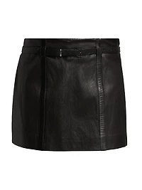 Leather Belted Miniskirt