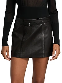 Leather Belted Miniskirt