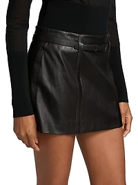 Leather Belted Miniskirt