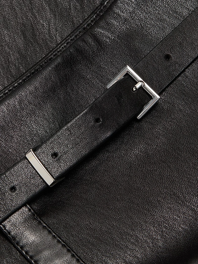 Leather Belted Miniskirt