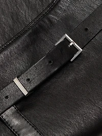 Leather Belted Miniskirt