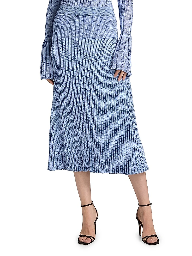 Mouliné Ribbed Midi-Skirt
