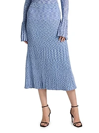 Mouliné Ribbed Midi-Skirt