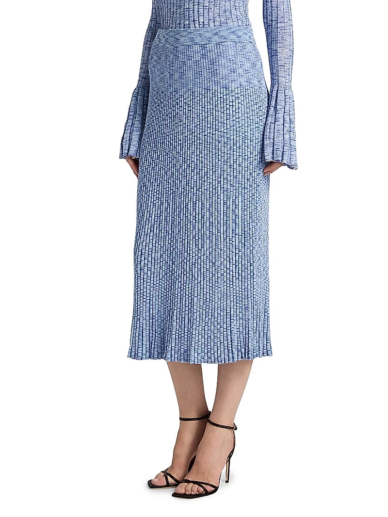 Mouliné Ribbed Midi-Skirt