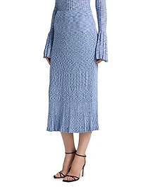 Mouliné Ribbed Midi-Skirt