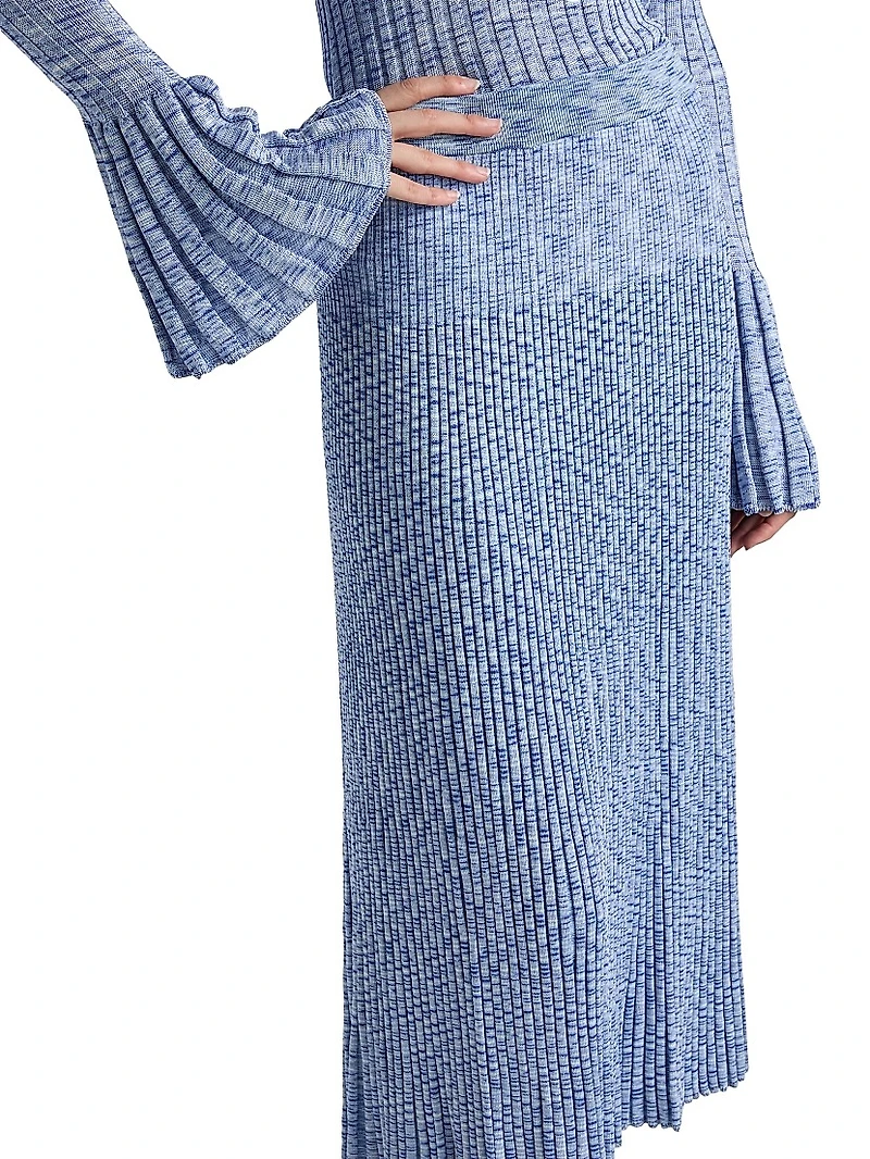 Mouliné Ribbed Midi-Skirt