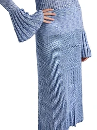 Mouliné Ribbed Midi-Skirt