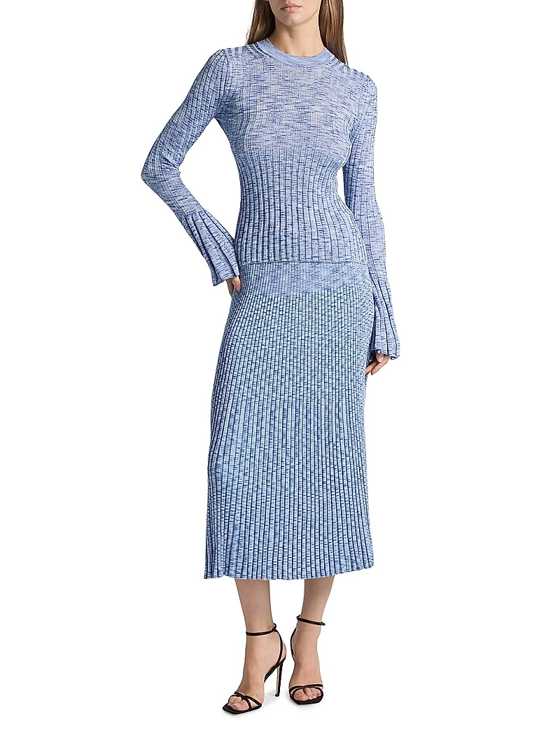 Mouliné Ribbed Midi-Skirt