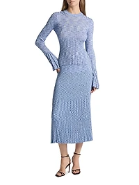 Mouliné Ribbed Midi-Skirt