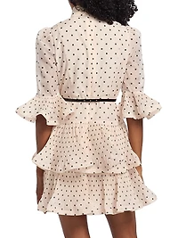 Pleated Polka Dot Frill Minidress