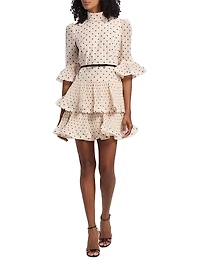 Pleated Polka Dot Frill Minidress