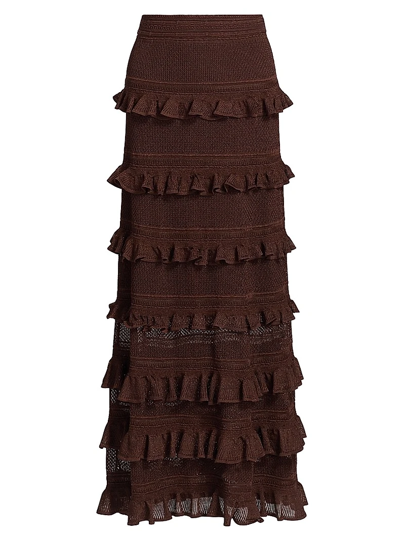 Hypnotic Knitted Lace Frill Maxi Skirt