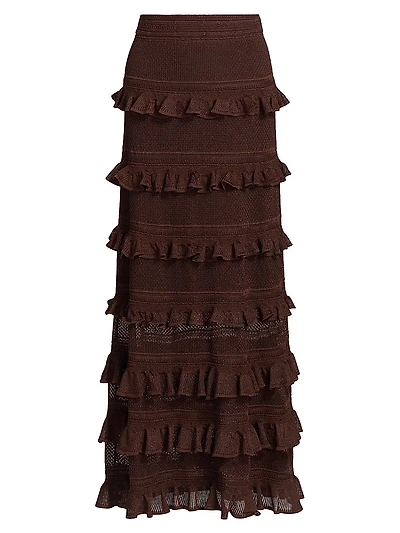 Hypnotic Knitted Lace Frill Maxi Skirt