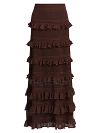 Hypnotic Knitted Lace Frill Maxi Skirt