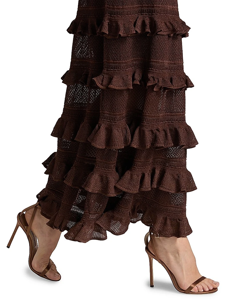 Hypnotic Knitted Lace Frill Maxi Skirt