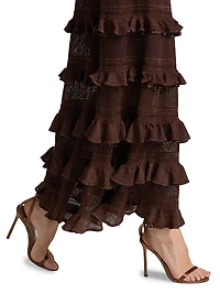 Hypnotic Knitted Lace Frill Maxi Skirt