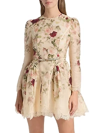 Hypnotic Floral & Lace Belted Minidress