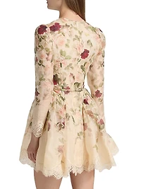 Hypnotic Floral & Lace Belted Minidress
