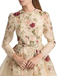 Hypnotic Floral & Lace Belted Minidress