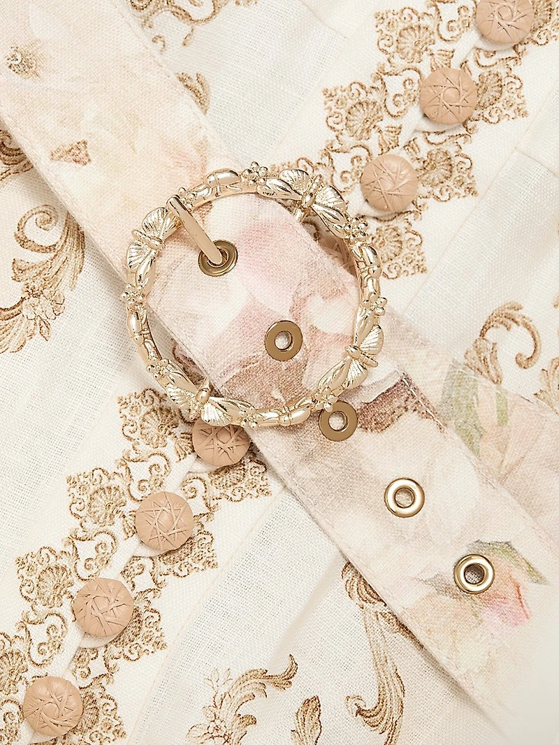 Hypnotic Linen Belted Midi-Dress