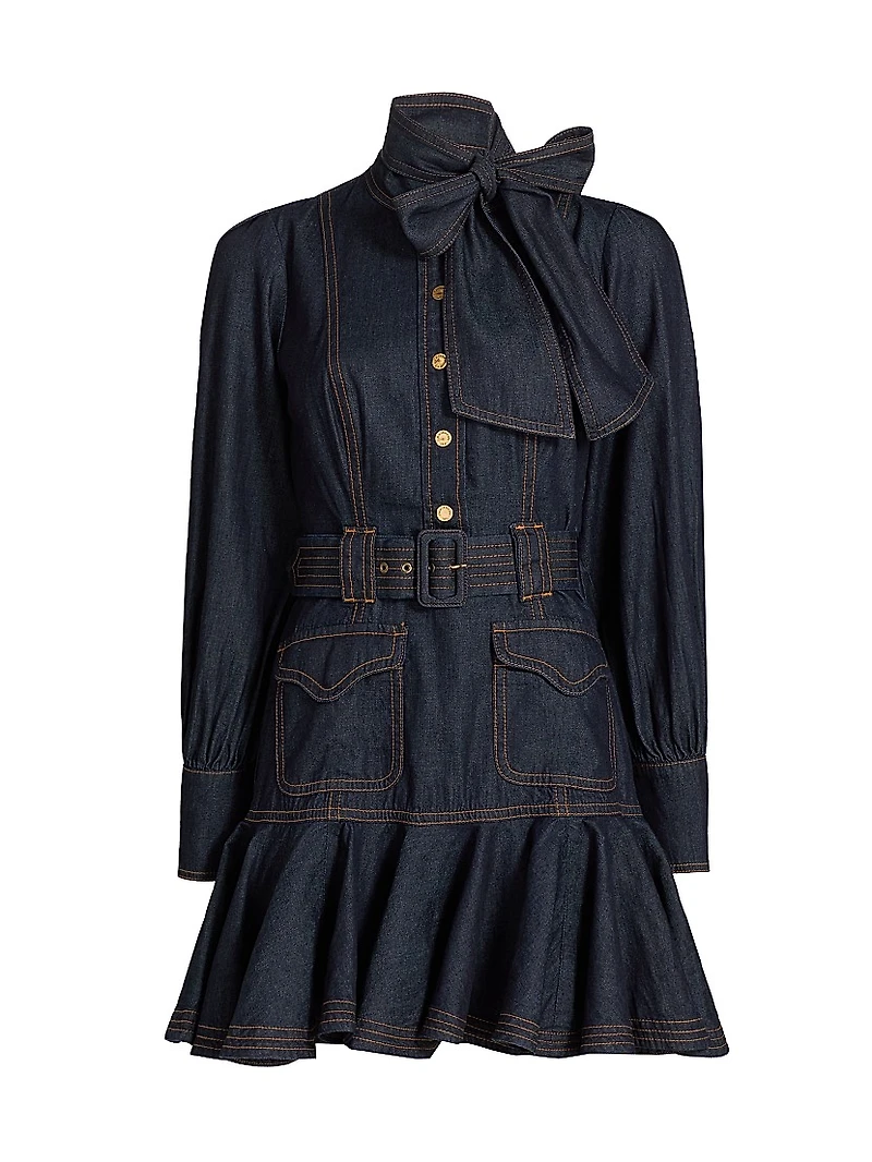 Flip Cotton Denim Minidress