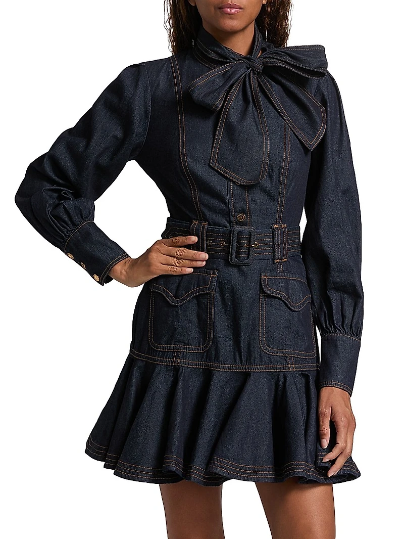 Flip Cotton Denim Minidress