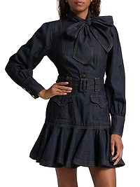 Flip Cotton Denim Minidress
