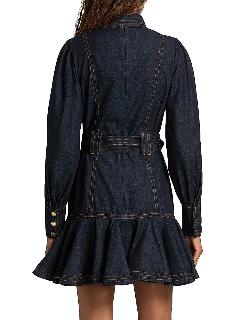 Flip Cotton Denim Minidress