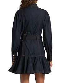 Flip Cotton Denim Minidress