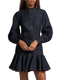 Flip Cotton Denim Minidress