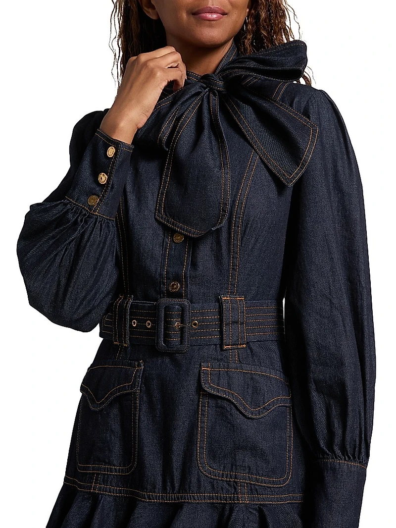 Flip Cotton Denim Minidress