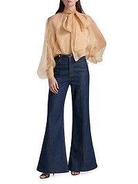Belted High-Rise Wide Flare Jeans