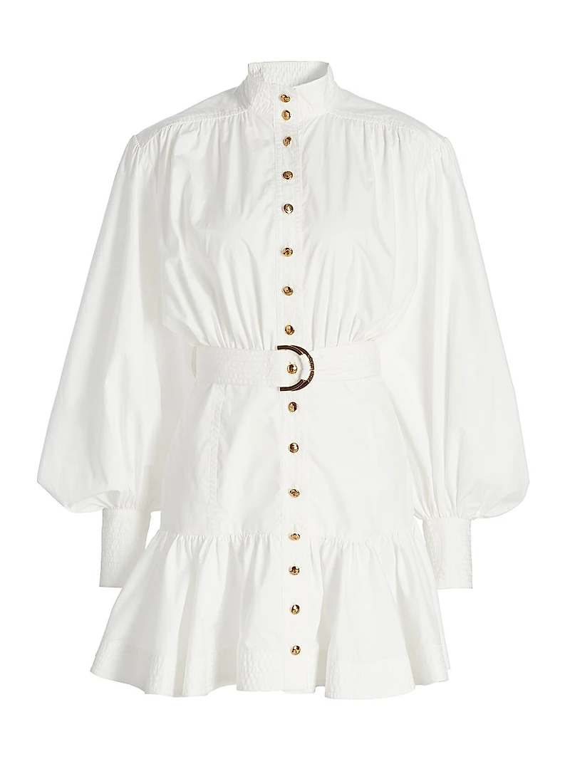 Cotton Fit & Flare Belted Minidress