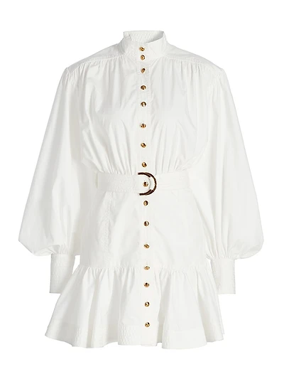 Cotton Fit & Flare Belted Minidress