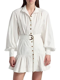 Cotton Fit & Flare Belted Minidress