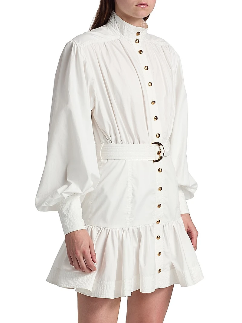 Cotton Fit & Flare Belted Minidress