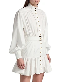 Cotton Fit & Flare Belted Minidress