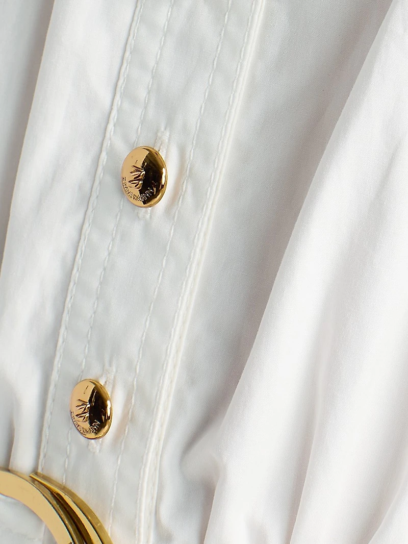Cotton Fit & Flare Belted Minidress