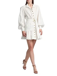 Cotton Fit & Flare Belted Minidress