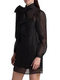 Dream Polka Dot Tieneck Minidress