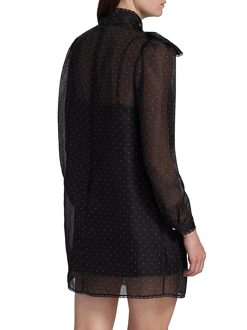 Dream Polka Dot Tieneck Minidress