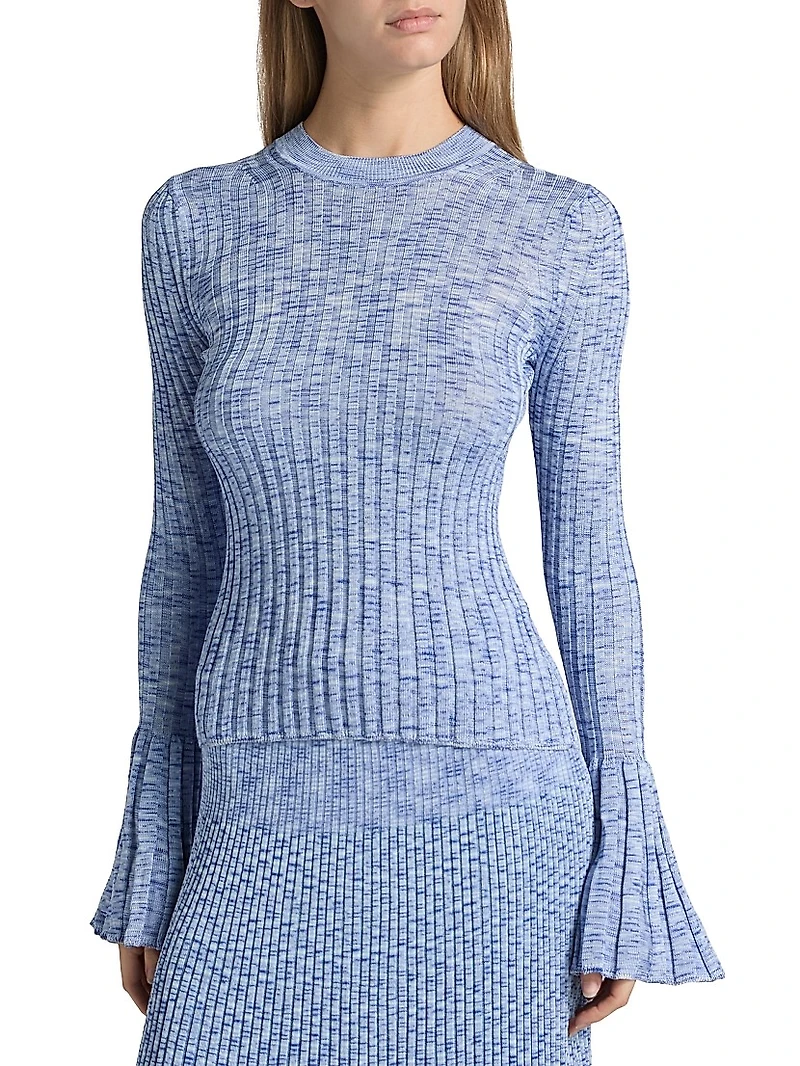Mouliné Bell-Sleeve Sweater