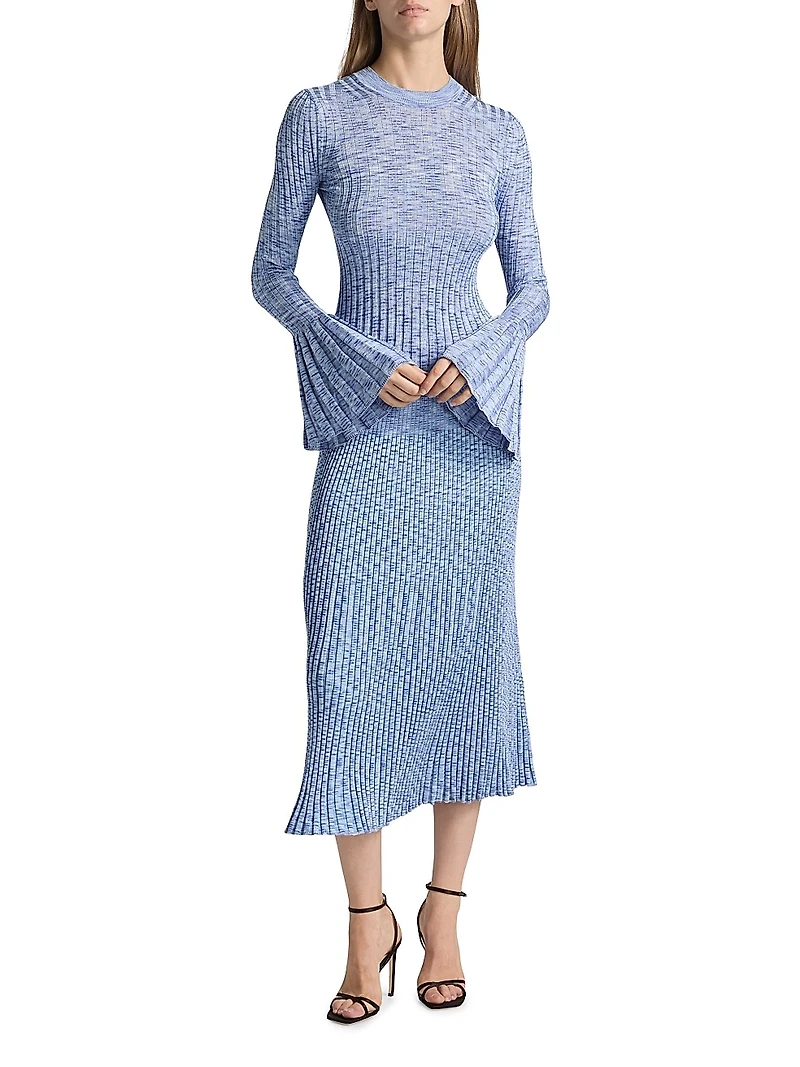 Mouliné Bell-Sleeve Sweater