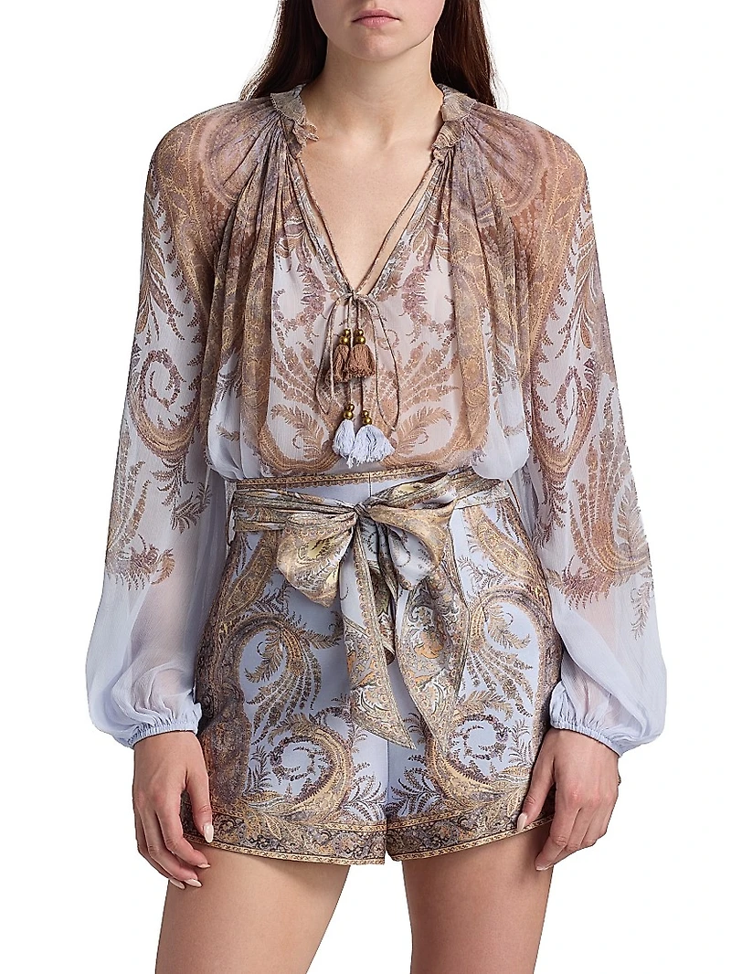 Hypnotic Billow Split-Neck Blouse