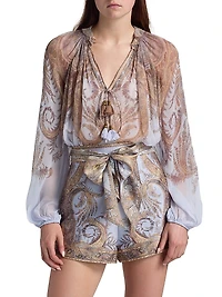 Hypnotic Billow Split-Neck Blouse